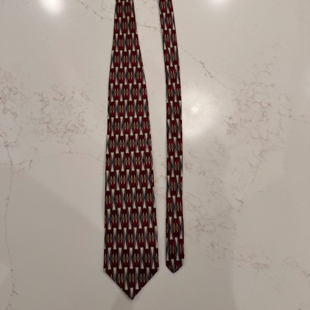 Made in Italy Authentic 100% Silk Geometric Old School Tie